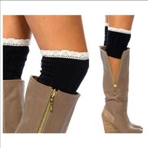 New Lacy Crochet Trim Boot Anklets Black
